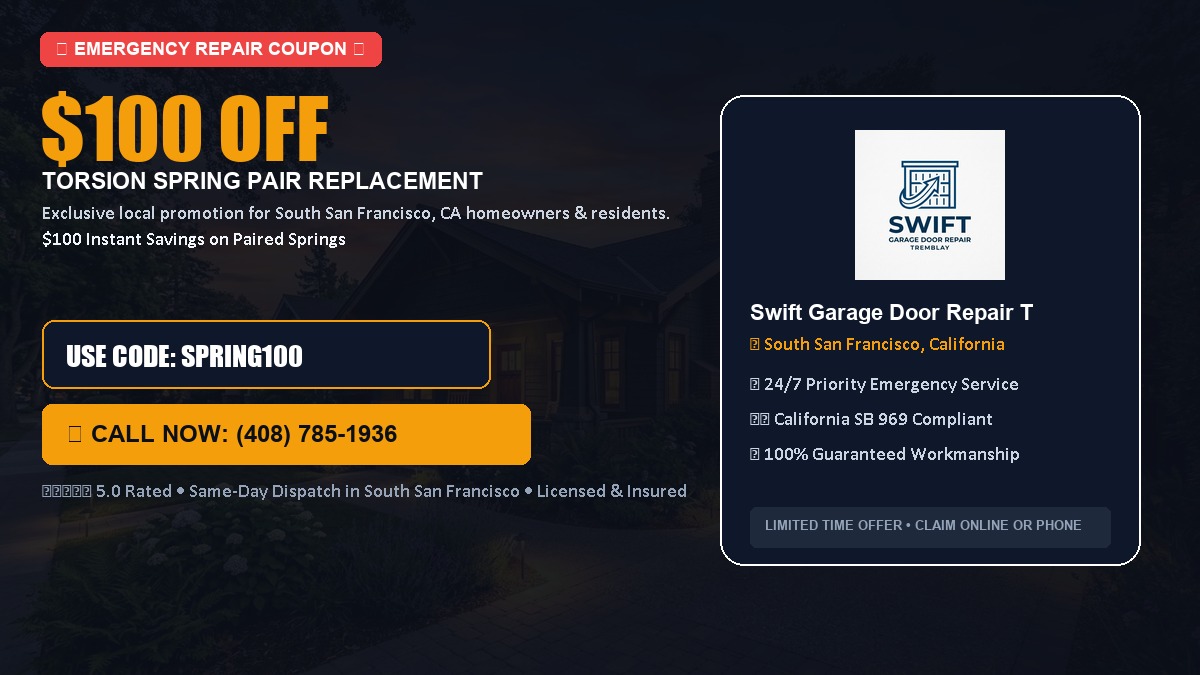 $100 OFF Heavy-Duty Torsion Spring Pair Replacement in South San Francisco, CA