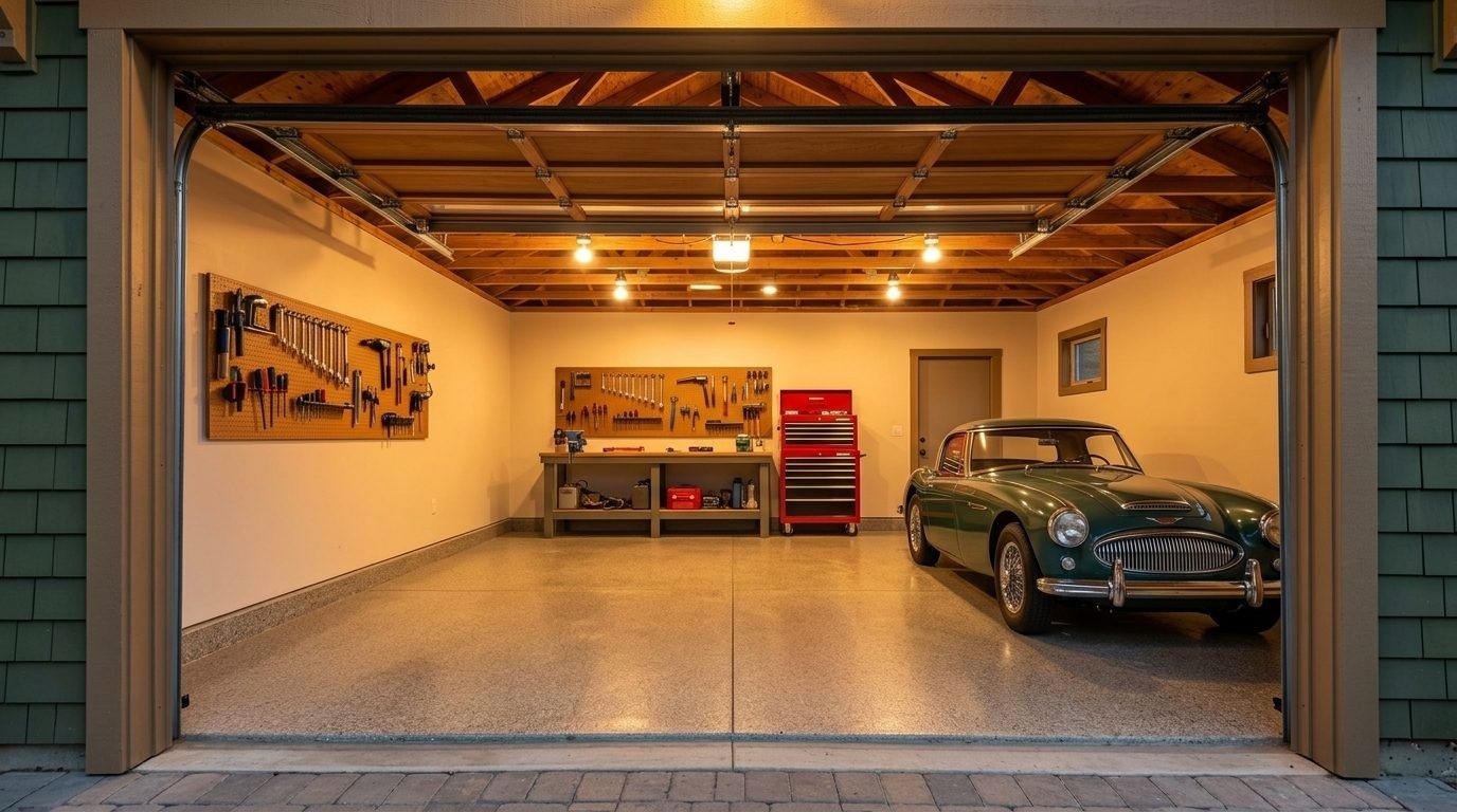Swift Garage Door Repair Tremblay Interior View of Custom Garage Door Overhead and Workshop